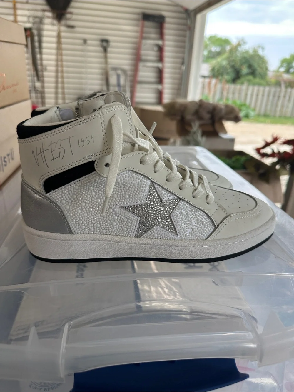 Vintage Havana Cream High-Top Sneakers